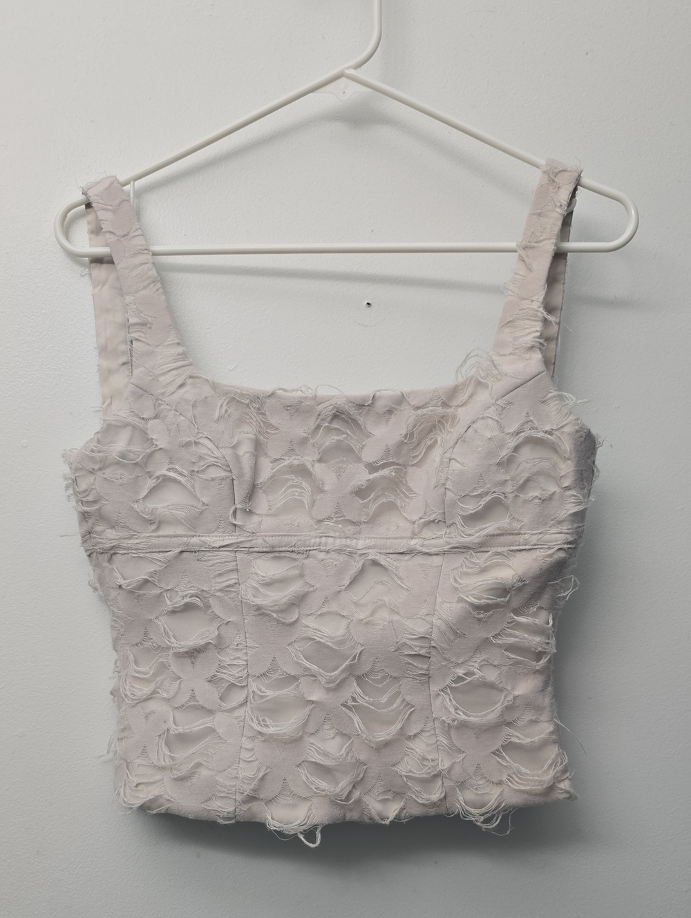 Textured Taupe Square-Neck Cropped Camisole